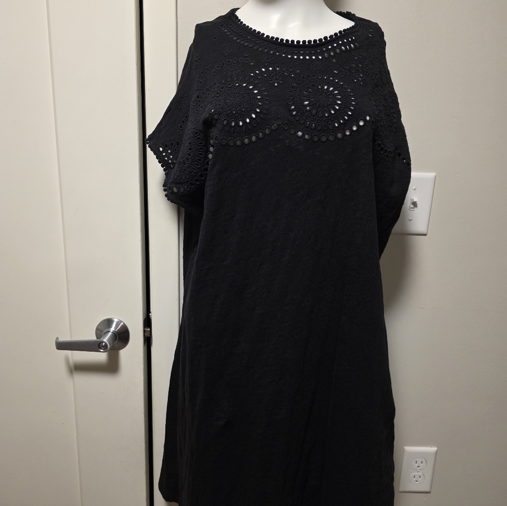 Women’s Black Crochet Yoke Top